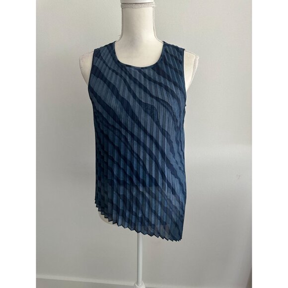 HALSTON Women's Blue Asymmetrical Tank Top Size XS - Picture 2 of 9